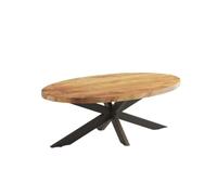 Table basse MADEIRO - Forme ovale - Marron bois et métal - Style contemporain