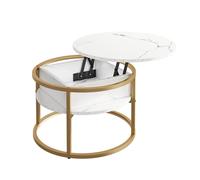 Table basse Marlo, 57x57cm, Blanc/Or, , Vicco