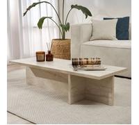 Table Basse Marmorito Dmora, Bois Mélaminé Blanc Marbre 120x45x30h cm