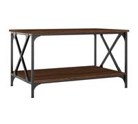 Table basse marron aspect chêne 80 x 50 x 45 cm - Table de salon moderne en bois et fer avec revêtement par pulvérisation - Élégante et durable