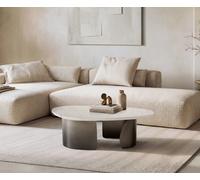 Table basse Marvello 100x50 cm marbre blanc métal Black Antique