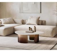 Table basse Marvello 100x50 cm marbre blanc métal Gold Ombre