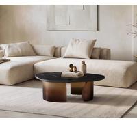 Table basse Marvello 100x50 cm marbre noir argenté métal Gold Ombre