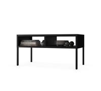 Table basse MATTEO 90x45x45 cm - Métal, moderne, 2 étagères ouvertes, portable & compacte Noir