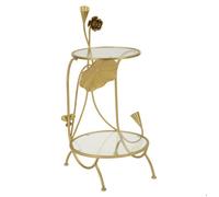 Table d'Appoint 2 Niveaux "Flowers" 78cm Or