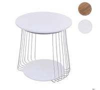 Table basse MCA HWC-P60 métal MDF ronde Ø 50 cm blanche