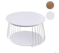 Table basse MCA HWC-P60, table d'appoint, table basse, table de salon, métal MDF ronde Ø 70 cm blanche