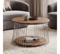 Table basse MCA HWC-P60, table d'appoint, table basse, table de salon, métal MDF ronde Ø 70 cm marron