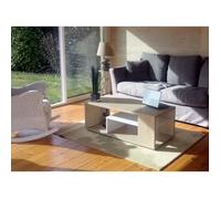 Table basse MELINA. Meuble moderne et tendance couleur chêne et blanc. Idéal pour votre salon. Fabrication française 50 Marron