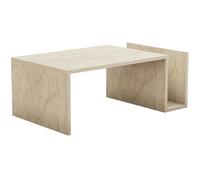 Table basse - MEMO - Rectangulaire - Effet marbre Travertin - 86,8 x 32,4 x 50 cm
