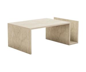 Table basse - MEMO - Rectangulaire - Effet marbre Travertin - 86,8 x 32,4 x 50 cm