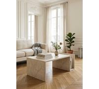 Calicosy Table basse L 86,8 cm - Effet travertin