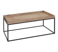 Table basse HWC-K71, table basse table d'appoint, bois massif métal 46x110x60cm naturel