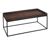 Table basse HWC-K71, table basse table d'appoint, bois massif métal 46x110x60cm brun foncé