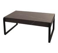 Table basse HWC-L53 métal 43x110x64cm imitation marbre gris