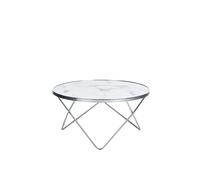 Table Basse Meridian Effet Marbre Argenté Blanc