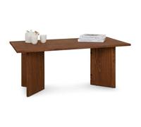 Table basse MESA pour salon en bois massif brun foncé, Design rectangulaire moderne, Pieds angulaires, 110 x 45 x 60 cm