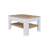 Table basse Milan, 92.2x65cm, Blanc/Chêne de force doré, Vicco 54385