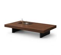 Table Basse Minimaliste Et Basse, Table Carrée Moderne Avec Plateau De Service En Métal Et Pieds Réglables ; Disponible En 2 Couleurs Et Plusieurs Tailles, Idéale P Walnut color 100*100cm/39.4*39.4in