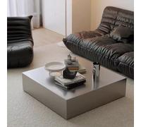 Table Basse Minimaliste Italienne en Acier Inoxydable, Table d'appoint de canapé de Style Maison Moderne de Luxe for Salon Artistique(80x80x38cm)