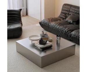Table Basse Minimaliste Italienne en Acier Inoxydable, Table d'appoint de canapé de Style Maison Moderne de Luxe for Salon Artistique(80x80x38cm)