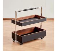 Table Basse Mobile à Double Couche, Table D'appoint de Canapé, Roues Universelles à 360°, Flexible à Utiliser, Convient Au Salon, à La Salle à Manger, à La Réception(Black)