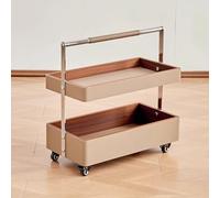 Table Basse Mobile à Double Couche, Table D'appoint de Canapé, Roues Universelles à 360°, Flexible à Utiliser, Convient Au Salon, à La Salle à Manger, à La Réception(Gray)