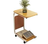 Table Basse Mobile en Forme de C avec Structure en métal, Table d'appoint en Bois avec roulettes et Sac de Rangement, pour Salon, café et Ordinateur Portable(Primary,45x30cm)