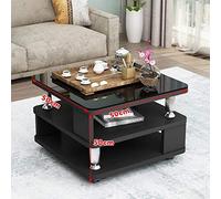 Table basse mobile en verre avec roulettes, table d'appoint carrée, table de chevet, table d'appoint en verre trempé, 40 x 40 x 50 cm, idéale pour le salon et la chambre à coucher, design polyvalent