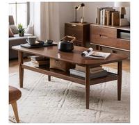 Table Basse Moderne, 100cm Simple Rectangle Cocktail Table with Storage Display Shelf, 2 Tier Minimalist Wooden Center Tea Table for Living Room Office, Easy Assembly,39in/100cm