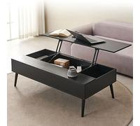 Table Basse Moderne 3-en-1 à Plateau relevable réglable - Rectangle Noir Brillant avec 4 Pieds en métal Parfait pour Les Salons et Les salles d’Attente (Taille : 120 cm)
