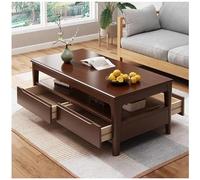 Table Basse Moderne avec 4 Tiroirs de Rangement et Une étagère Ouverte, Table Rectangulaire en Bois Massif, Tables Basses pour Le Salon, Le Bureau, la Salle de Séjour,Walnut,39in/100cm