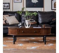 Table Basse Moderne du Milieu du Siècle, Tables de Salon Ovales avec Double Tiroir de Rangement for Chambre, Bureau, Salle de Réception (120cm)