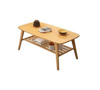 Table basse moderne en bambou double couche pour le salon Forte capacité de charge Texture Fine Artisanat 100 x 60 x 50 cm Parfait pour les appartements Couleur primaire