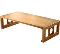 Table basse moderne en bois avec support de rangement au centre, style japonais, nouveau style chinois, vieux orme, gravure vintage, coins arrondis, tables de conception for le salon(Yellow,70x45x30cm