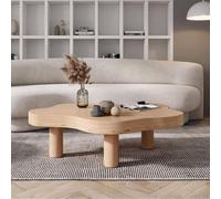 Table basse moderne en bois en forme de nuage, design irrégulier pour le salon, table d'appoint à profil bas