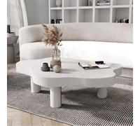 Table basse moderne en bois en forme de nuage, design irrégulier pour le salon, table d'appoint à profil bas