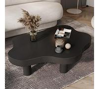 Table basse moderne en bois massif en forme de nuage avec 3 pieds, jolie table d'appoint irrégulière pour salon ou chambre à coucher, noir, 61 x 35,6 x 40,6 cm