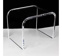 Table basse moderne en forme de U en acrylique transparent avec bords arrondis pour petits espaces, table d'appoint élégante pour salon et chambre à coucher, finition transparente (32 x 23 x 23,5 cm)