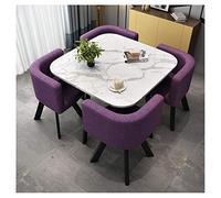 Table basse moderne en marbre avec 4 chaises, parfaite pour balcon, salon, salle à manger, bureau, salle de réunion, salon de beauté et cinéma