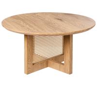 Table Basse Moderne en MDF et Rotin 80 cm Meuble de Salon Marron Clair Karlo
