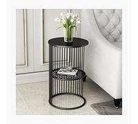Table basse moderne en métal avec espace de rangement double couche pour chambre à coucher, petite table d'appoint ronde avec processus de peinture à haute température, table d'appoint de luxe pour