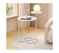 Table basse moderne en métal, table basse de canapé petites tables rondes avec 2 étages, table basse accent antirouille et imperméable, table de snack pour intérieur et extérieur simple (B