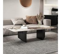 Table Basse Moderne en Pierre Frittée, Tables De Salon Rectangulaire, avec Plateau en Pierre Frittée Et Structure Métallique, Idéale pour Le Salon, Montage Simple,White b 47.2 inch