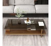 Table basse moderne et simple en verre trempé pour petit salon, table d'appoint en bois massif pour nouvelle maison, petite table basse d'appartement