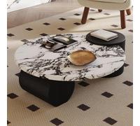 Table basse moderne haut de gamme en marbre silhouette incurvée organique unique Table centrale décorative élégante multifonction，Mobilier intérieur pour salon, bureau et espaces de vie(80cm/31.5in)