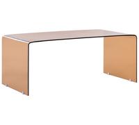 Table Basse Moderne Minimaliste en Verre Rectangulaire Transparente Marron Kenda