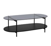 Table Basse Moderne Ovale L 120 cm en Verre Bois Noir