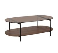 Table basse moderne ovale L 120 cm en verre marron - Oviala