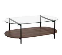 Table basse moderne ovale L 120 cm en verre transparent - Oviala